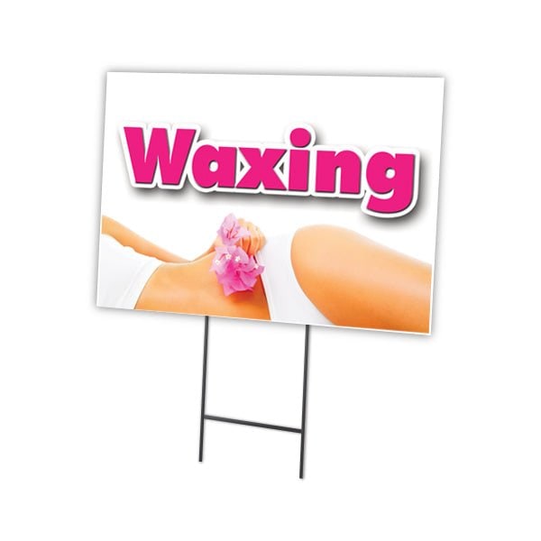 Waxing Yard Sign & Stake outdoor plastic coroplast window, C-1824-DS-Waxing